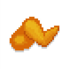 Fototapeta premium Pixel art of fried chicken. Pixelated chicken wings. 