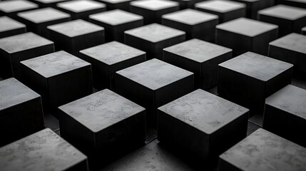 Fototapeta premium Dark grey concrete cubes pattern background.