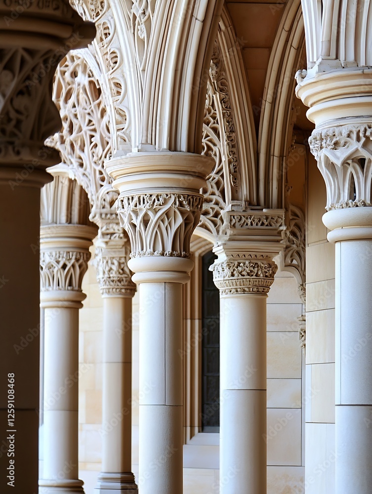 Aufkleber elegant architectural columns featuring detailed carvings in historical building providing stunning 