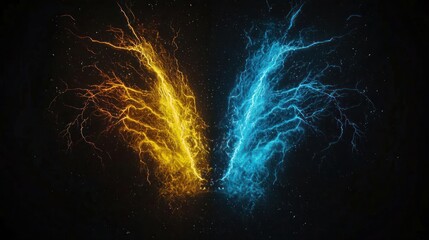 Abstract Fire and Ice Particles on Dark Background