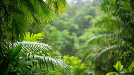 Fototapeta premium Lush Green Rainforest Vegetation with Glorious Shades of Green and Freshness : Generative AI