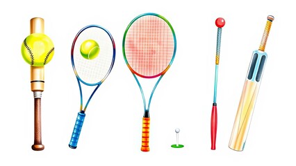 Colorful Sports Equipment Baseball Bat Tennis Rackets Cricket Bat Golf Club