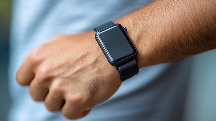 Sleek stock photo of a fitness tracker on a wrist isolated on a transparent background perfect for health or fitness tech branding