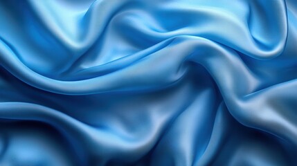 Fototapeta premium Flowing blue silk fabric with elegant folds and smooth texture creates a captivating visual of luxury and softness, evoking a sense of calm and sophistication in design.
