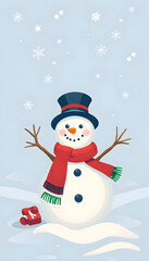 Fototapeta premium winter design with a snowman, 8k. with white shades