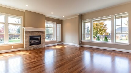 Obraz premium Bright and Spacious Living Room with Large Windows and Modern Decor : Generative AI