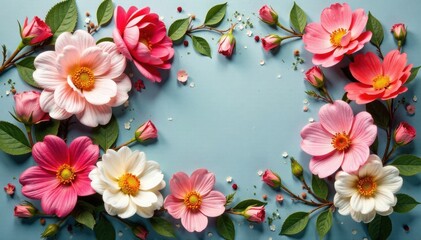 Fototapeta premium Floral arrangement with aged, distressed flowers in pastel colors, distressed textures, botanical prints