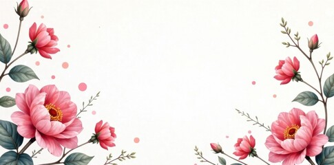 Fototapeta premium Floral motifs in soft pastel hues on a white background, flowers, gradient, colorful