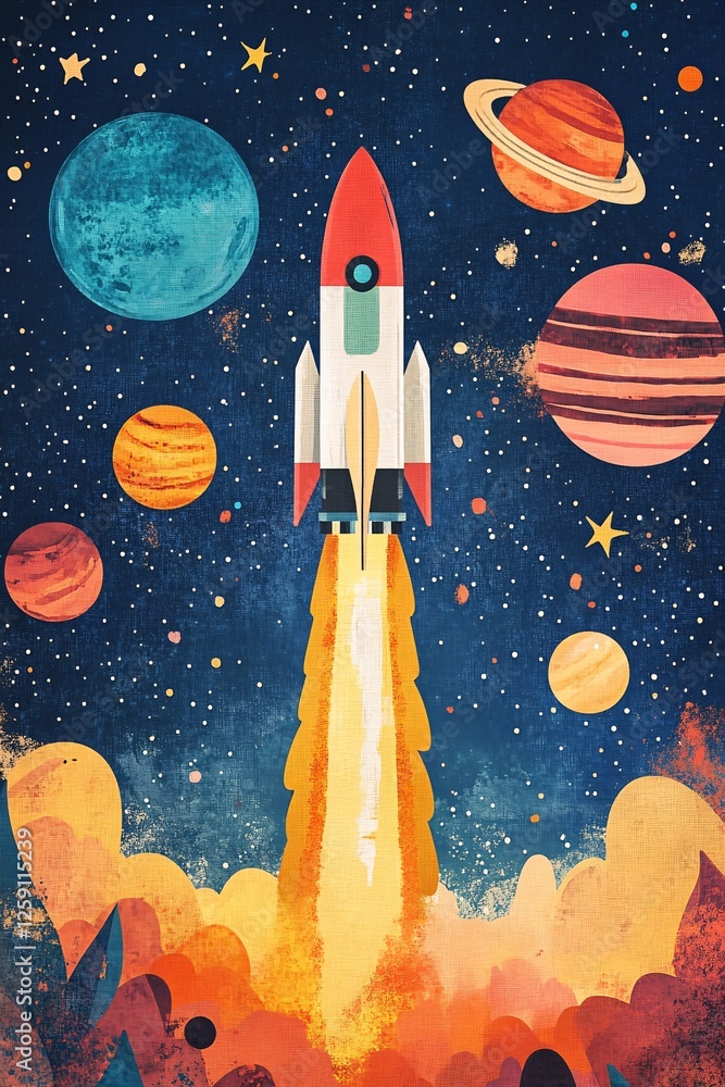 Aufkleber spacecraft blazes through the atmosphere as it embarks on a journey to explore far-off worlds