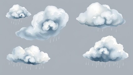 Rainy Clouds Illustration Blue Sky Rain Weather Nature Cute