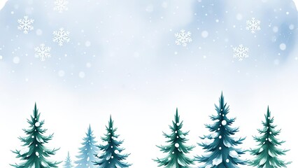 Obraz premium Snowy Winter Wonderland Fir Trees Snowflakes Peaceful Landscape