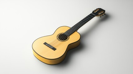 Classical guitar studio shot, white backdrop