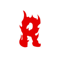 Fire Alphabet R Letter isolated on Background