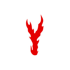 Y Fire Alphabet Lettering isolated on Background