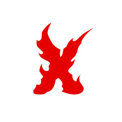 Fire Alphabet Letter X isolated on Background