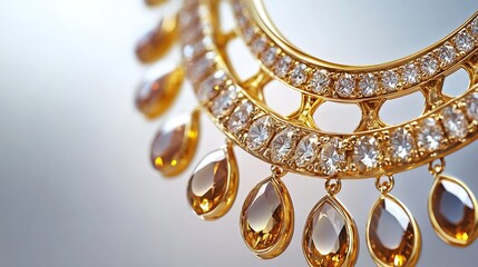 Elegant Gold Jewelry Piece with Sparkling Crystals and Unique Design : Generative AI