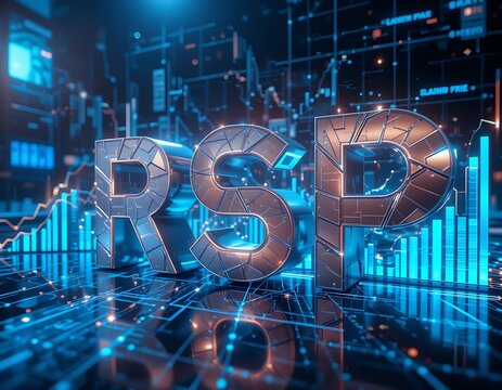 Rsp Stock Market Index 3d Render Blue Tech Background