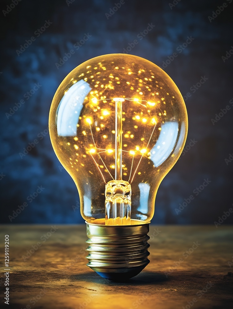 Aufkleber glowing light bulb with bright sparkles inside against a dark background : generative ai