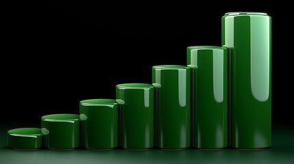 Green upward trend chart, growth concept, dark background, financial success.