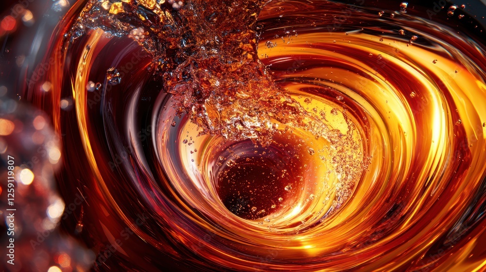 Aufkleber amber liquid swirls in a vortex creating a captivating visual