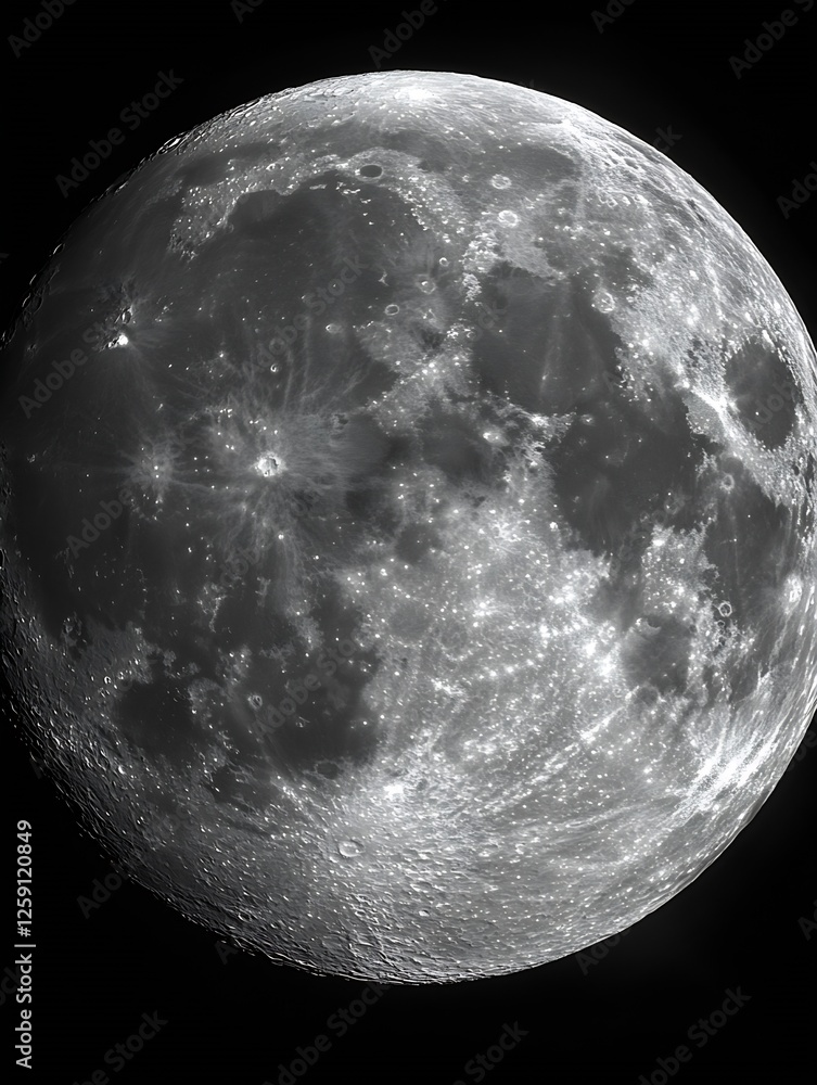 Poster Stunning Close Up of the Full Moon with Sharp Details and Craters : Generative AI