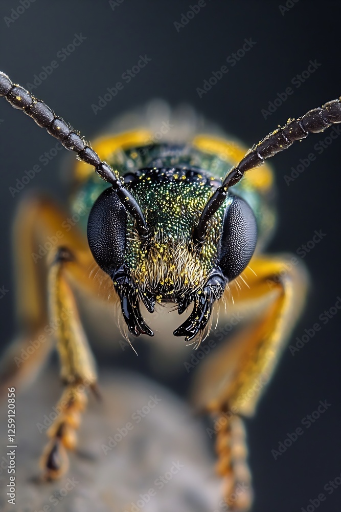 Poster Detailed Macro Shot of Colorful Insect with Intricate Features and Vibrant Colors : Generative AI