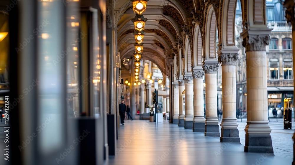 Aufkleber Stunning Archway with Lanterns Emphasizing Architectural Beauty in Urban Settings : Generative AI