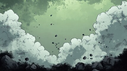 Obraz premium Apocalyptic landscape with dust and debris.