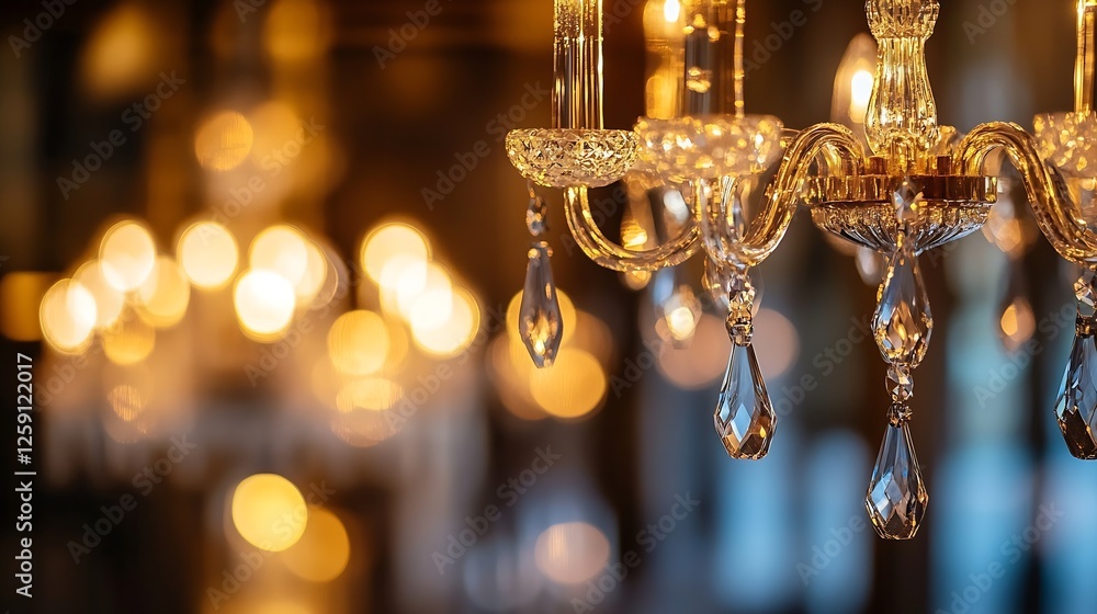 Aufkleber elegant crystal chandelier with warm lighting creating a luxurious ambiance : generative ai