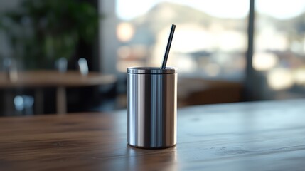 Steel tumbler cafe table straw