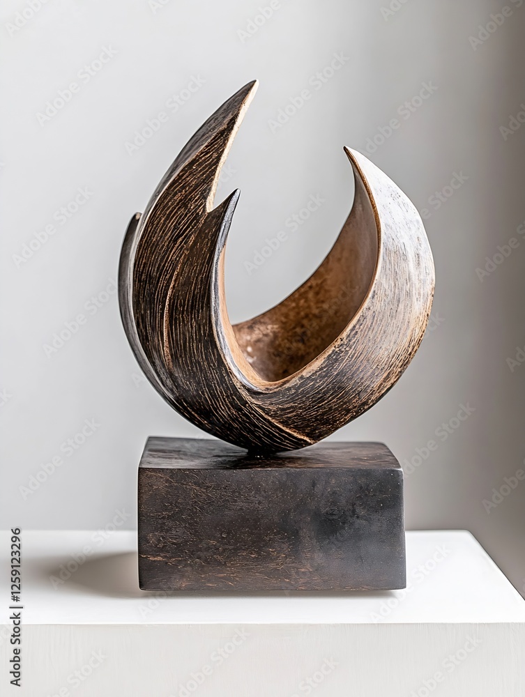 Fototapete elegant abstract sculpture with natural tones and unique design on display : generative ai