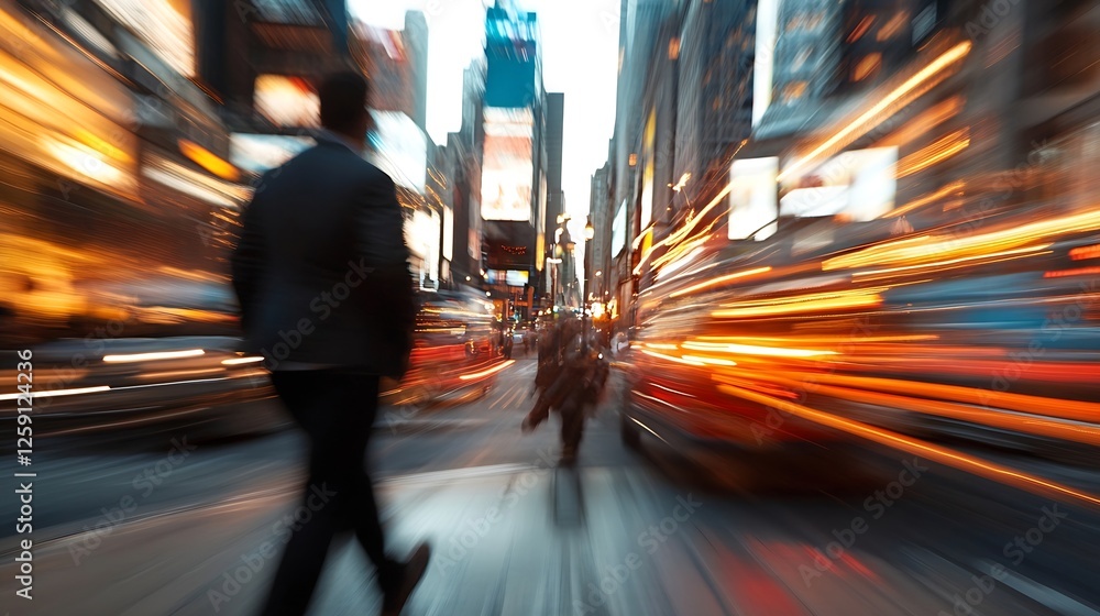 Aufkleber dynamic city scene capturing vibrant nightlife with motion blur and bright lights for urban vibes : 
