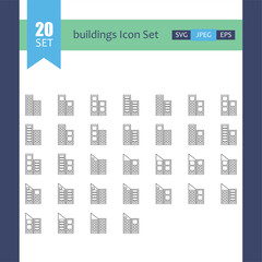 Buildings Icon Set Modern Architecture and Design Elements