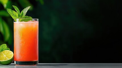 Fototapeta premium Refreshing Summer Watermelon Mint Agua Fresca Drink Iced Fresh Fruit Punch Recipe for Hot Days