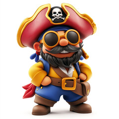 Fototapeta premium Jolly Roger Pirate Cartoon Character: 3D Rendered Fun Seafaring Adventure