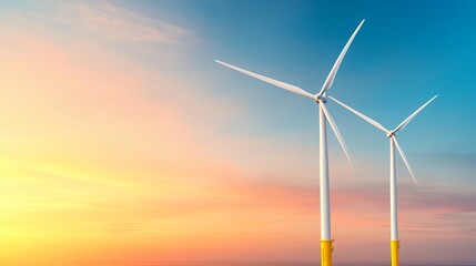 Wind turbines sunset energy renewable landscape