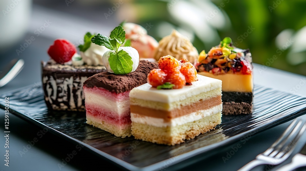 Poster delectable cake collection for dessert lovers in elegant display : generative ai
