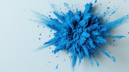 Abstract Blue Powder Explosion on Gray Background
