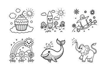 Cute Black and White Coloring Page Designs for Kids