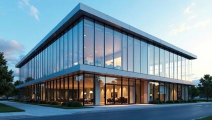 Modern glass and steel office building exterior with sleek lines and minimalist design , glass, building, skyscraper