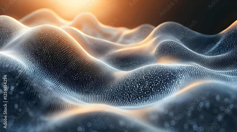 Poster abstract digital wave pattern with glowing light