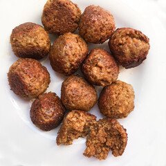 Seitan vegan meatballs tsukune style with tare sauce