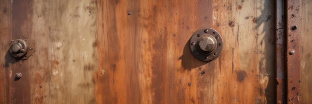 Rusted metal surfaces with visible bolts and screws, industrial machinery, rusty metal, corroded metal