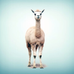 Obraz premium Majestic Llama: A Captivating Portrait of a Serene Camelid, Standing Elegantly Against a Simple Background