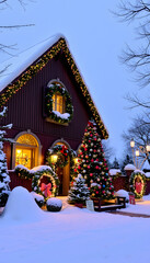 Fototapeta premium Christmas House, photo. with white shades