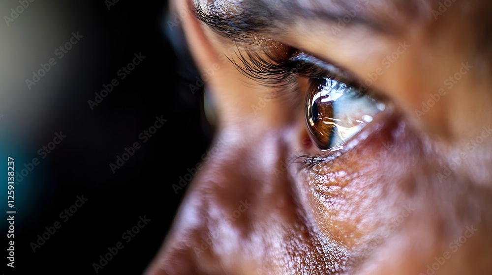 Aufkleber close-up of an eye capturing a thoughtful moment with intricate detail and depth : generative ai