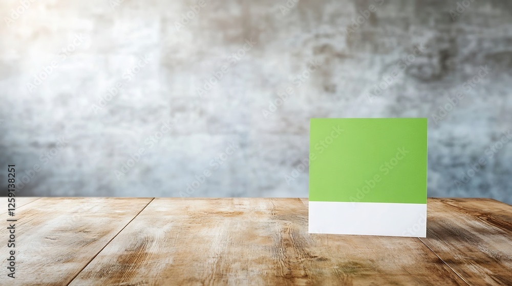 Poster simple green blank canvas on rustic wooden table ideal for unique artwork : generative ai