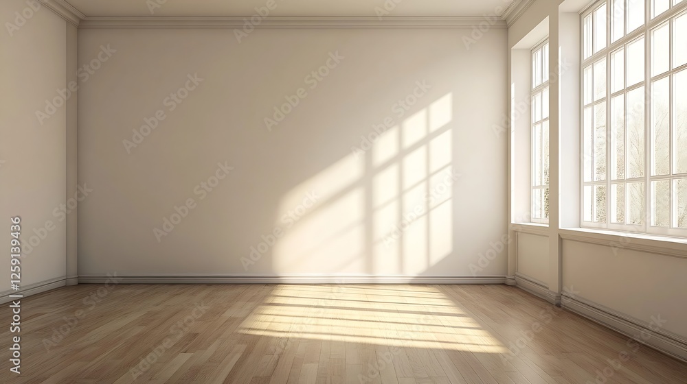 Aufkleber bright and minimalist empty room with natural light streaming in : generative ai