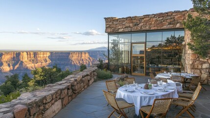 Obraz premium The massive Grand Canyon stretching across the horizon with layered rock formations.