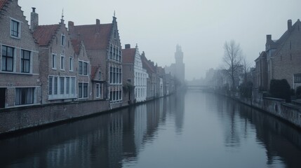 Obraz premium The peaceful canals of Bruges, Belgium, lined with medieval buildings.